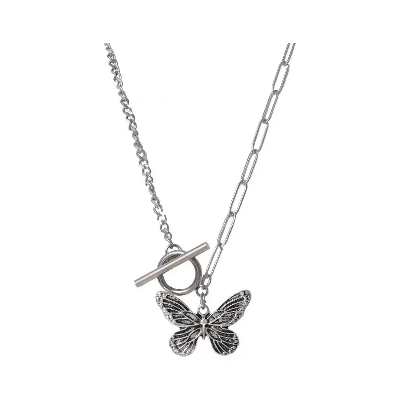 Picture of Goth Harajuku Butterfly Pearl Beads Pendant Chain Choker Necklace For Women Egilr Friends Punk Animal Trendy Jewelry Gifts - Necklace For Girls