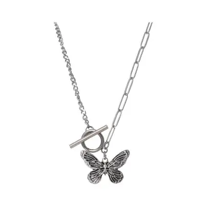 Picture of Goth Harajuku Butterfly Pearl Beads Pendant Chain Choker Necklace For Women Egilr Friends Punk Animal Trendy Jewelry Gifts - Necklace For Girls