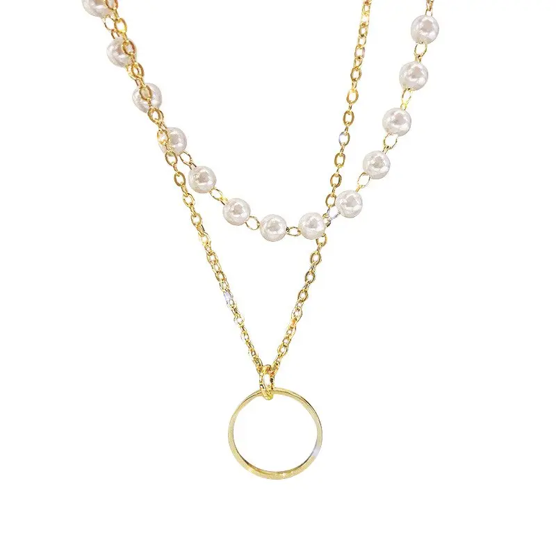 Picture of Fashion Beaded Pearl Necklace For Women Kpop Crystal Pendant Charm Pearls Choker Bead Necklaces Jewelry
