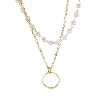 Picture of Fashion Beaded Pearl Necklace For Women Kpop Crystal Pendant Charm Pearls Choker Bead Necklaces Jewelry