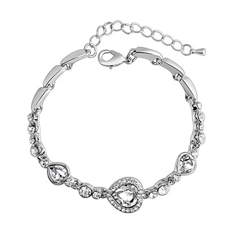 Picture of Fashion Heart Of The Ocean Sea Crystal Bracelets Classic Blue Rhinestone Heart Charmss Bracelet Women Jewelry Gifts