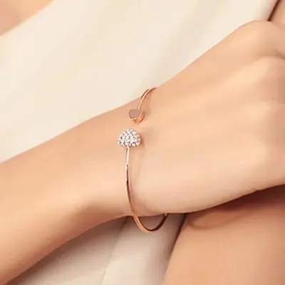 Picture of Bracelet Women Trendy Charm Cuff Bangle Girl Open Love Heart Bangle