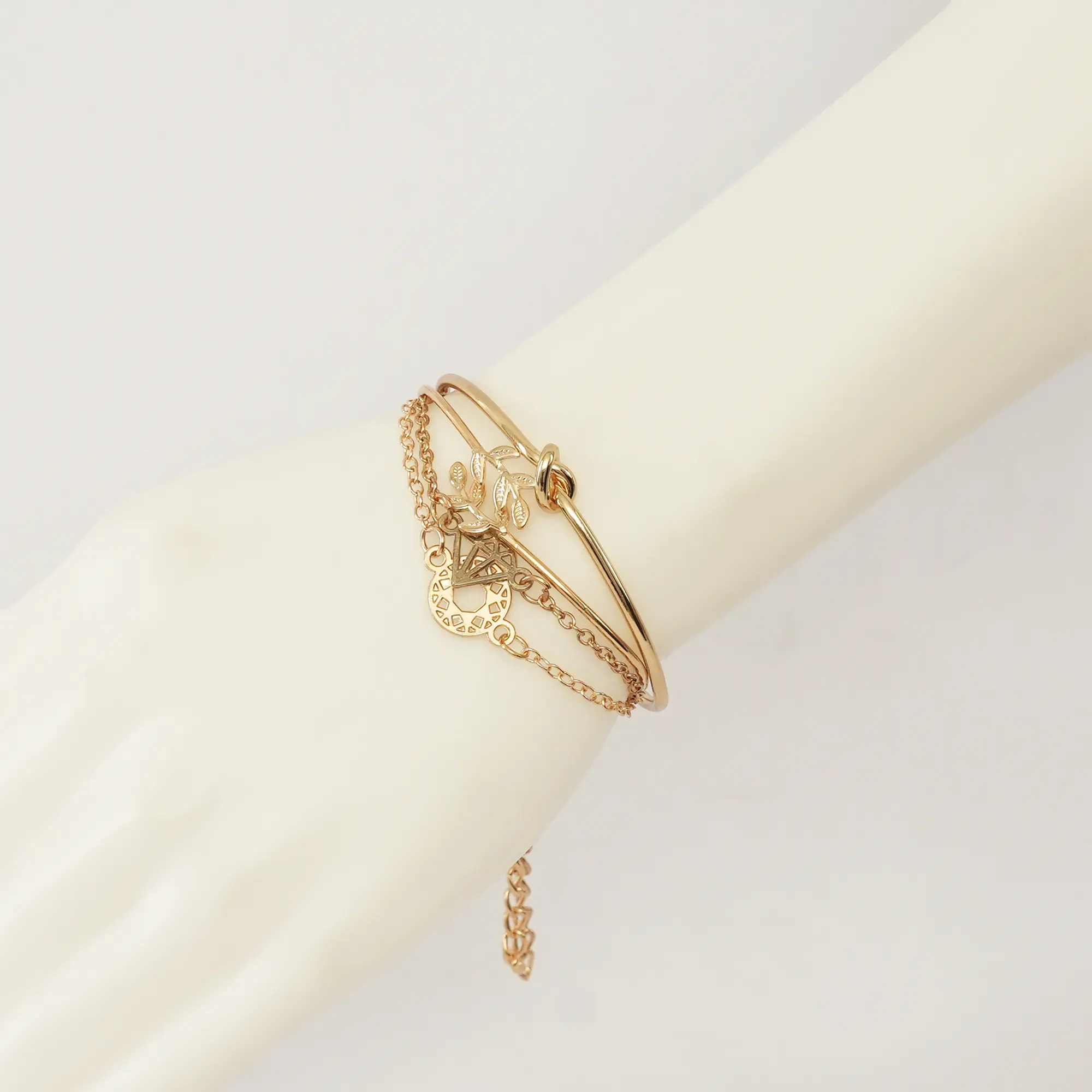 Picture of 4Pieces/Set Rose Plated Chain Bracelet Women Simple Design Chain Bracelet - Bracelet