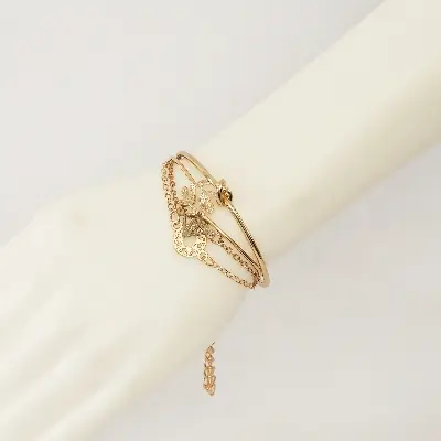 Picture of 4Pieces/Set Rose Plated Chain Bracelet Women Simple Design Chain Bracelet - Bracelet