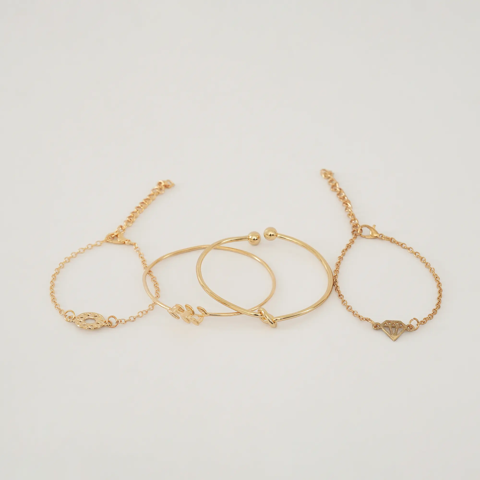 Picture of 4Pieces/Set Rose Plated Chain Bracelet Women Simple Design Chain Bracelet - Bracelet