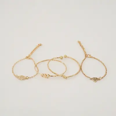 Picture of 4Pieces/Set Rose Plated Chain Bracelet Women Simple Design Chain Bracelet - Bracelet
