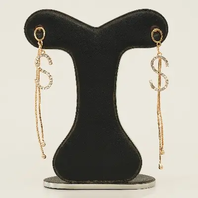 Picture of Korean Trendy Simple Letter Shiny Crystal  Pendant Earrings for Women Fashionable Statement Dangle Earrings  Jewelry Gift