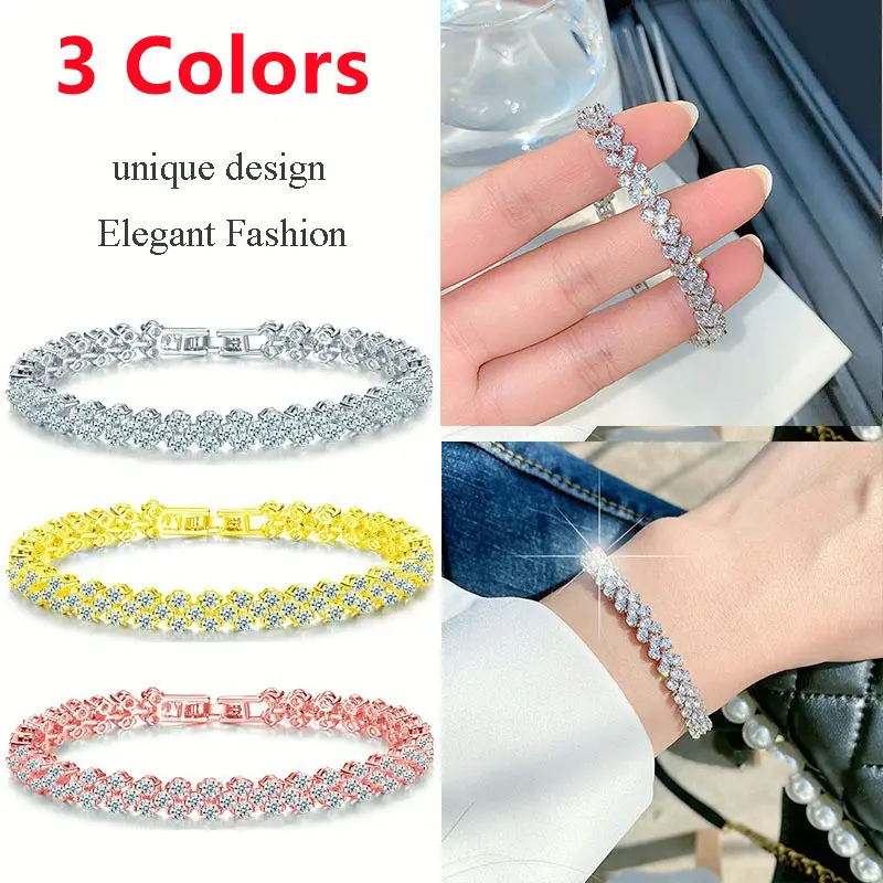 Picture of Women Fashion Roman Style Zircon Crystal Bracelet For Gifts