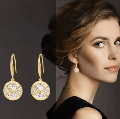 Picture of CAOSHI Stylish Women's Drop Earrings with Dazzling Zirconia Dainty Female Wedding Ceremony Accessories Exquisite Design Jewelry