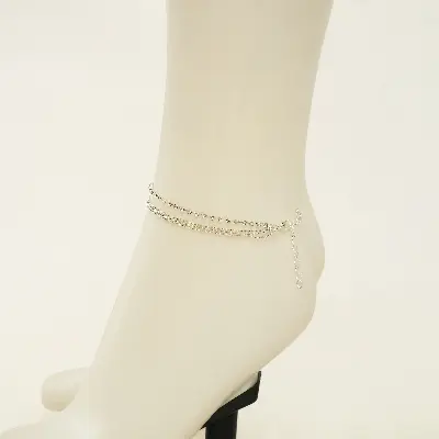 Picture of New Fashion Crystal Zircon 3 Rows Beads  Anklet Ankle Chain Rhinestones Foot Jewelry Crystal Leg anklet