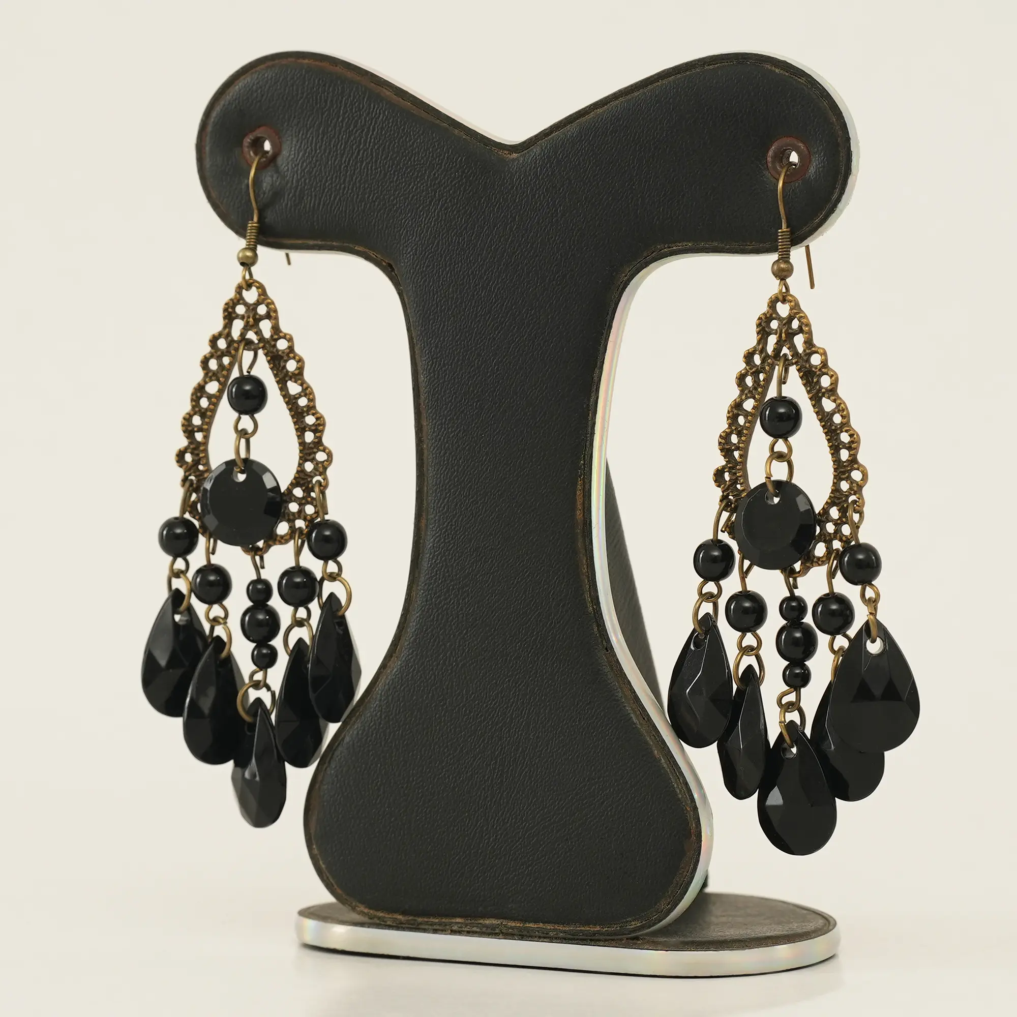 Picture of Retro Fashion Hollow Tassel Earrings Boho Long Big Hanging Luxury Vintage Big Black Water Drop Earring With Stone For Women - Ear Ring - কানের দুল - Earrings For Girls