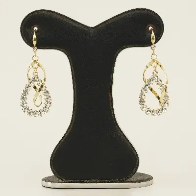 Picture of Water Drop Tassel Long  Stud Earrings for Women Cubic Zircon ZC Earrings
