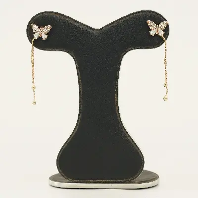 Picture of Fashion Butterfly Tassel Drop Earrings For Women Trendy Shiny Moon Star Pearls Dangle Earrings