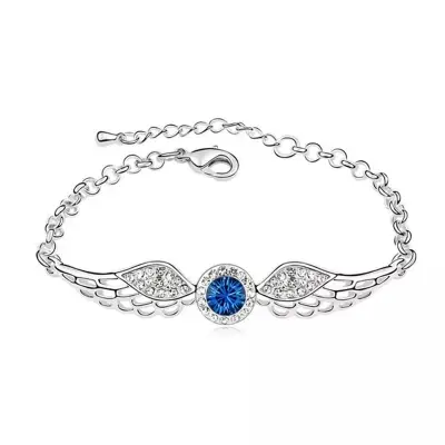 Picture of Pretty Bracelet For Women Birthday Valentine's Day Gift Angel Wing Heart blue  Fine Jewelry