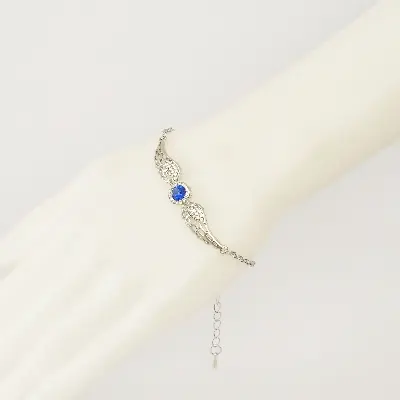 Picture of Pretty Bracelet For Women Birthday Valentine's Day Gift Angel Wing Heart blue  Fine Jewelry