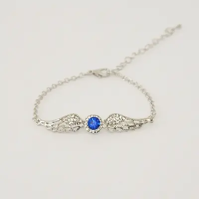 Picture of Pretty Bracelet For Women Birthday Valentine's Day Gift Angel Wing Heart blue  Fine Jewelry