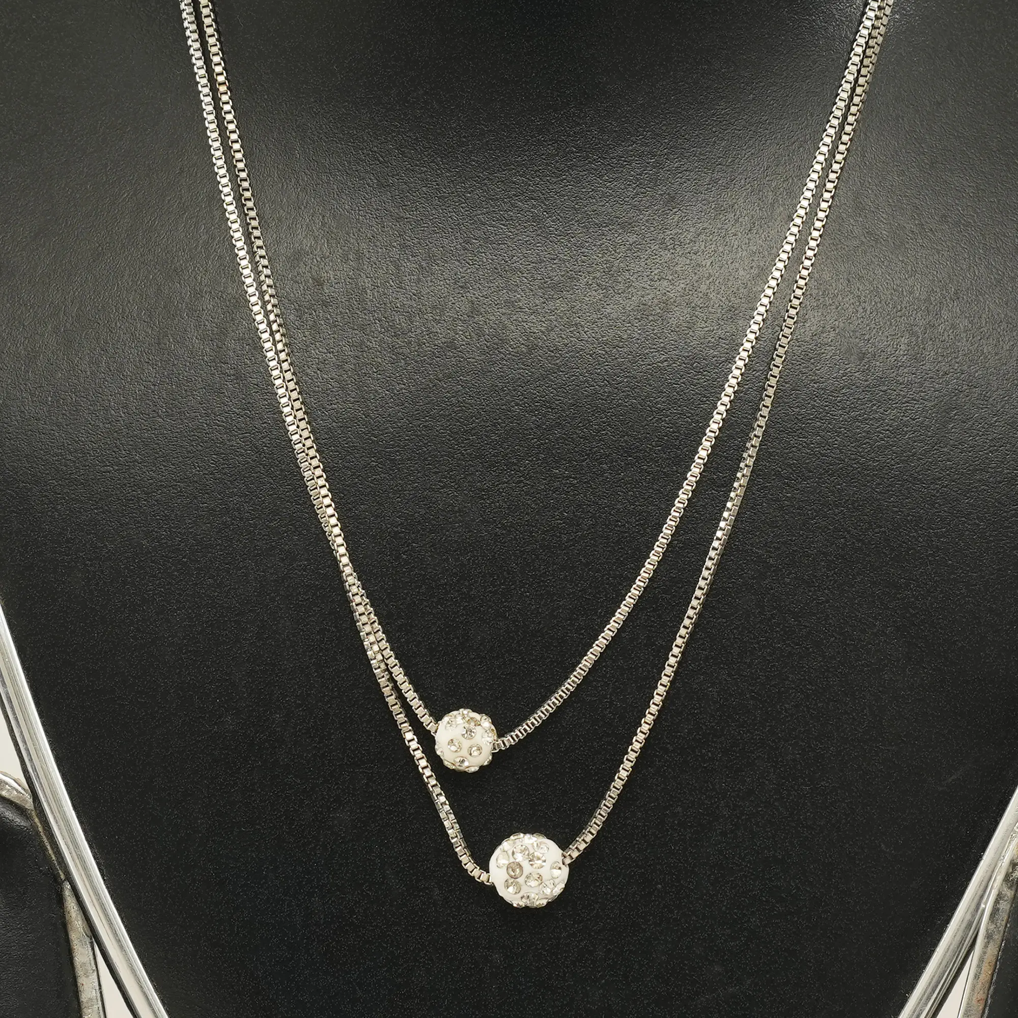 Picture of Double Layer Shiny  Zirconia Crystal Lucky Ball Pendant Necklace For Women
