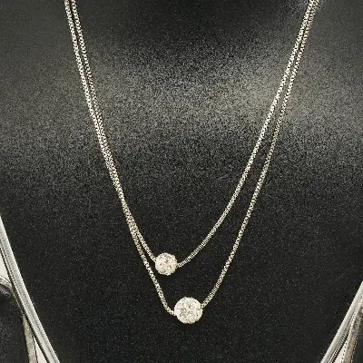 Picture of Double Layer Shiny  Zirconia Crystal Lucky Ball Pendant Necklace For Women