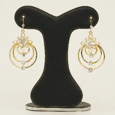 Picture of 2022 New Fashion Fine Crystal Flowers Drop Earrings Joker Multilayer Geometric Circular Atmosphere Women Dangle Earrings - Ear Ring