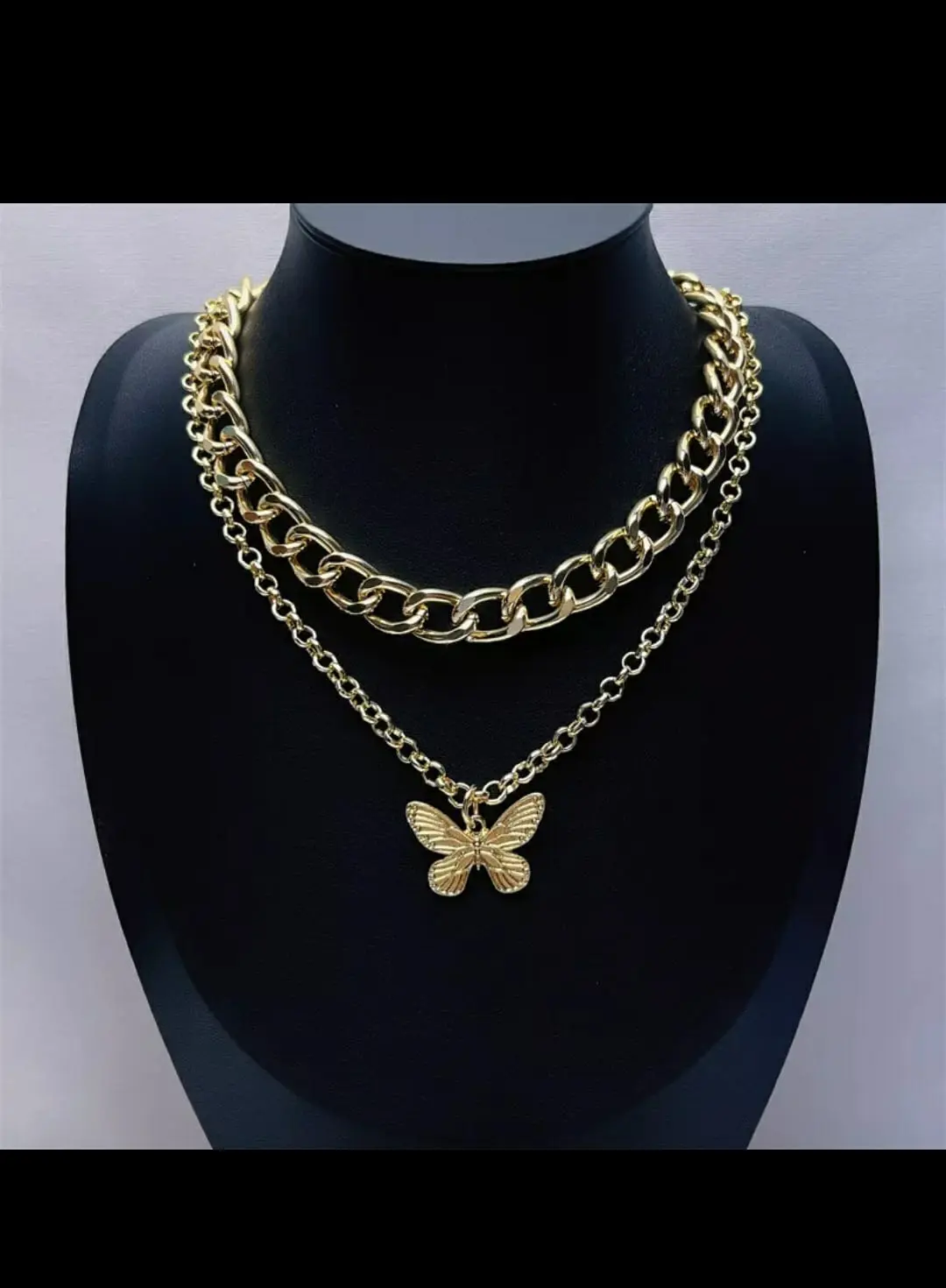 Picture of Vintage Multilayer Pendant Butterfly Necklace For Women  Fashion Chunky Chain Choker Necklaces