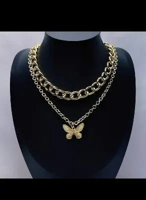 Picture of Vintage Multilayer Pendant Butterfly Necklace For Women  Fashion Chunky Chain Choker Necklaces