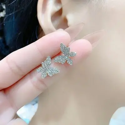 Picture of Ladies Long Tassel Earrings Korean Butterfly Rhinestone Pendant Earrings Elegant Geometric Pendant Earrings Jewelry 2021 Trend - Ear Ring