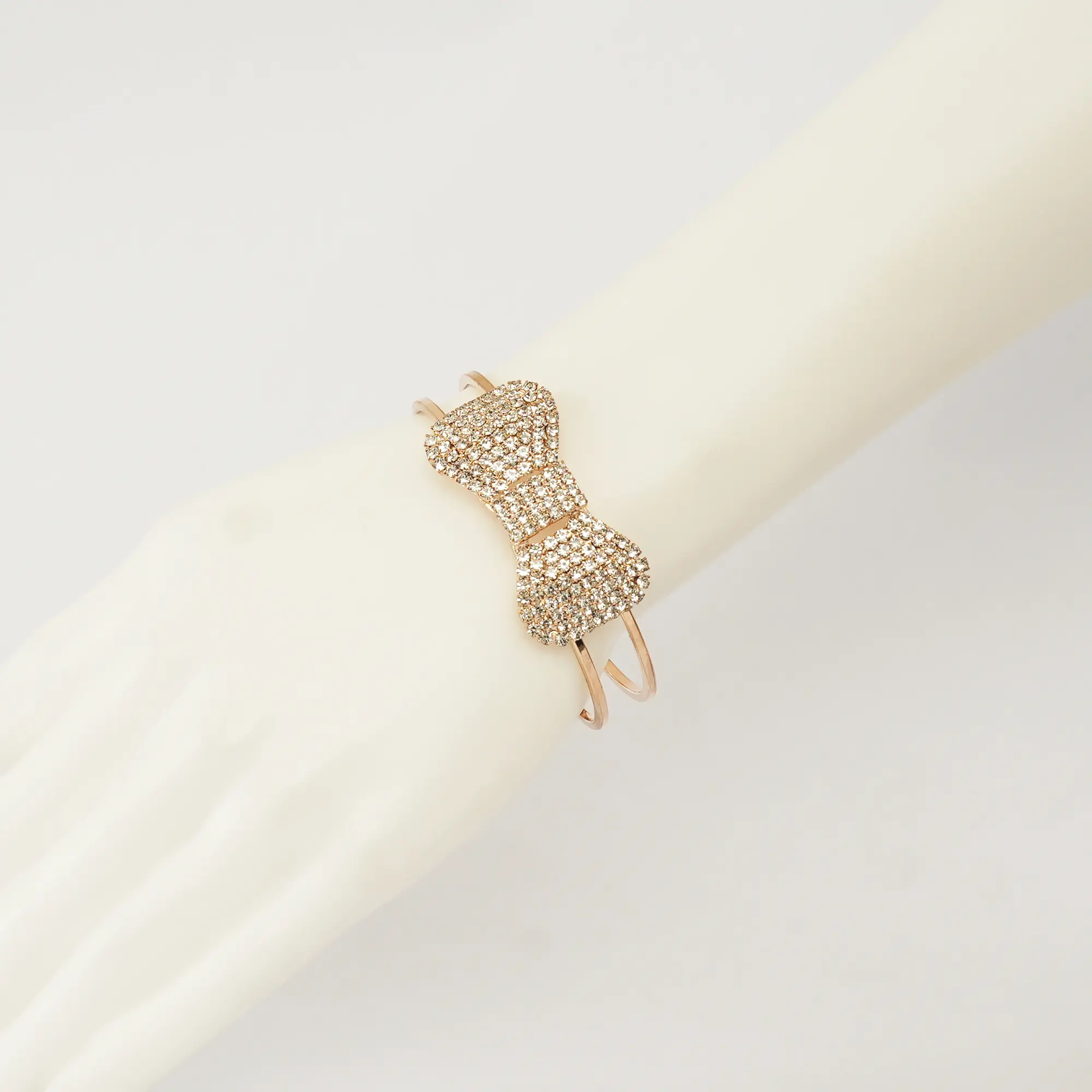 Picture of New Fashion Charm Jewelry Women  Bracelet Chain Crystal Bowknot Cuff Open Bangle ForBrithday Gift