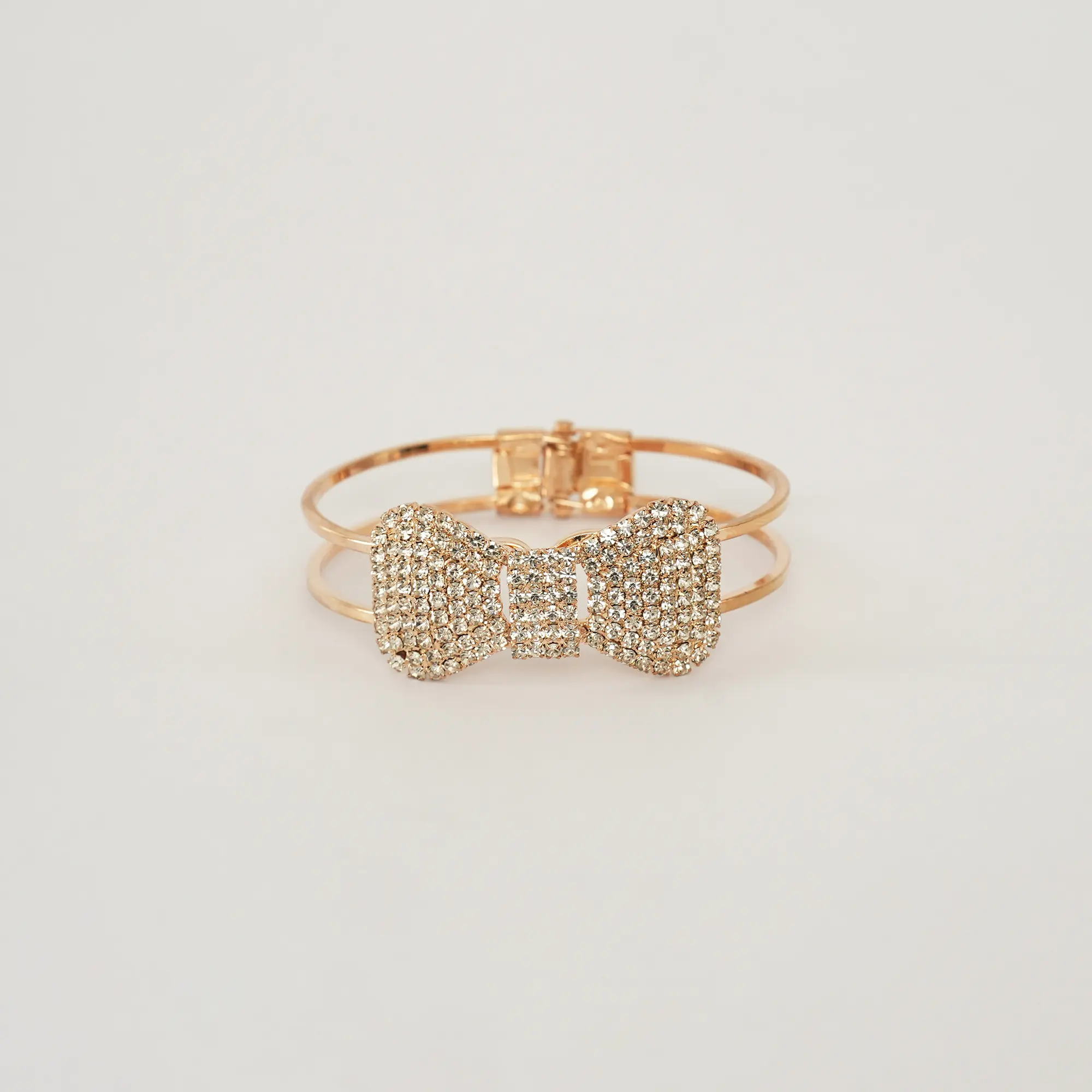 Picture of New Fashion Charm Jewelry Women  Bracelet Chain Crystal Bowknot Cuff Open Bangle ForBrithday Gift