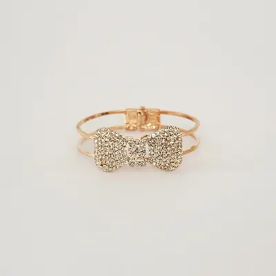Picture of New Fashion Charm Jewelry Women  Bracelet Chain Crystal Bowknot Cuff Open Bangle ForBrithday Gift