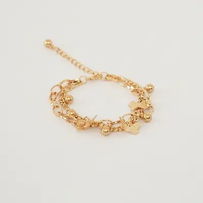 Picture of Butterfly Bracelet Woman Layered Girl Bracelets Tassel Fashion Clavicle Chain Lady Party Gold Color European Zinc Alloy Collare