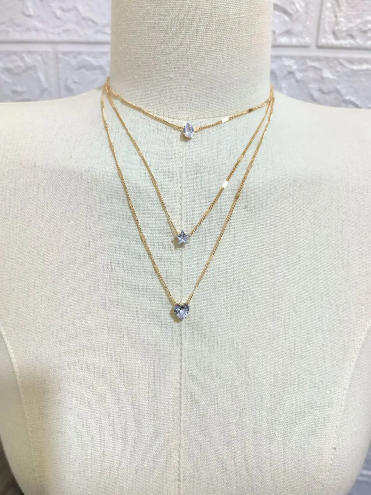 Picture of Bohemian Long Pendant Necklaces Lady Vintage Simple Multi-Layer Pentagram Love Water Necklace Statement Jewelry For Women Gift