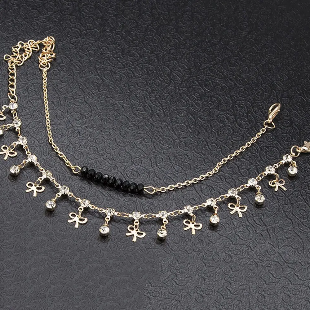 Picture of Bohemian Ankle  For Women Multilayer Foot Chain Flower Crystal Dangle Tassel Foot Jewelry Beach Accessories