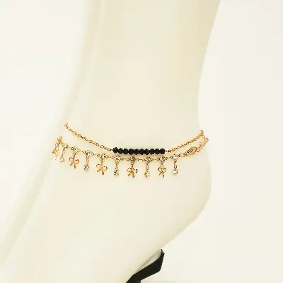 Picture of Bohemian Ankle  For Women Multilayer Foot Chain Flower Crystal Dangle Tassel Foot Jewelry Beach Accessories