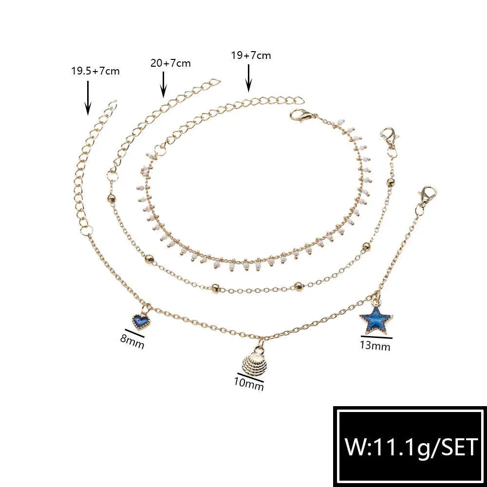 Picture of Bohemian Anklets  For Women Tassel Pentagram Dangle  Foot Jewelry Leg Chain Barefoot Sandals Beach Accessories