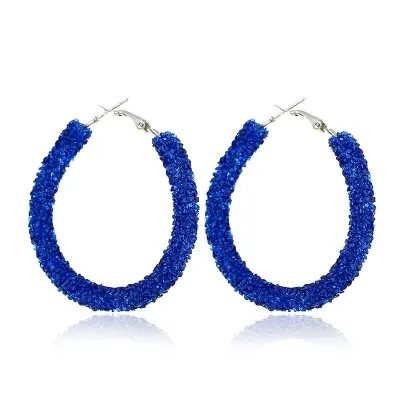 Picture of Round Shiny Rhinestone Drop Earrings for Women Simple Geometric Austrian Crystal Big Earring Jewelry