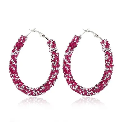 Picture of Round Shiny Rhinestone Drop Earrings for Women Simple Geometric Austrian Crystal Big Earring Jewelry
