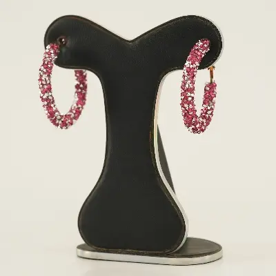 Picture of Round Shiny Rhinestone Drop Earrings for Women Simple Geometric Austrian Crystal Big Earring Jewelry