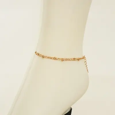 Picture of Women's Fashion Simple Golden Color Transfer Bead Adjustable Foot Chain Jewelry Double-layer Chain Foot Decoration