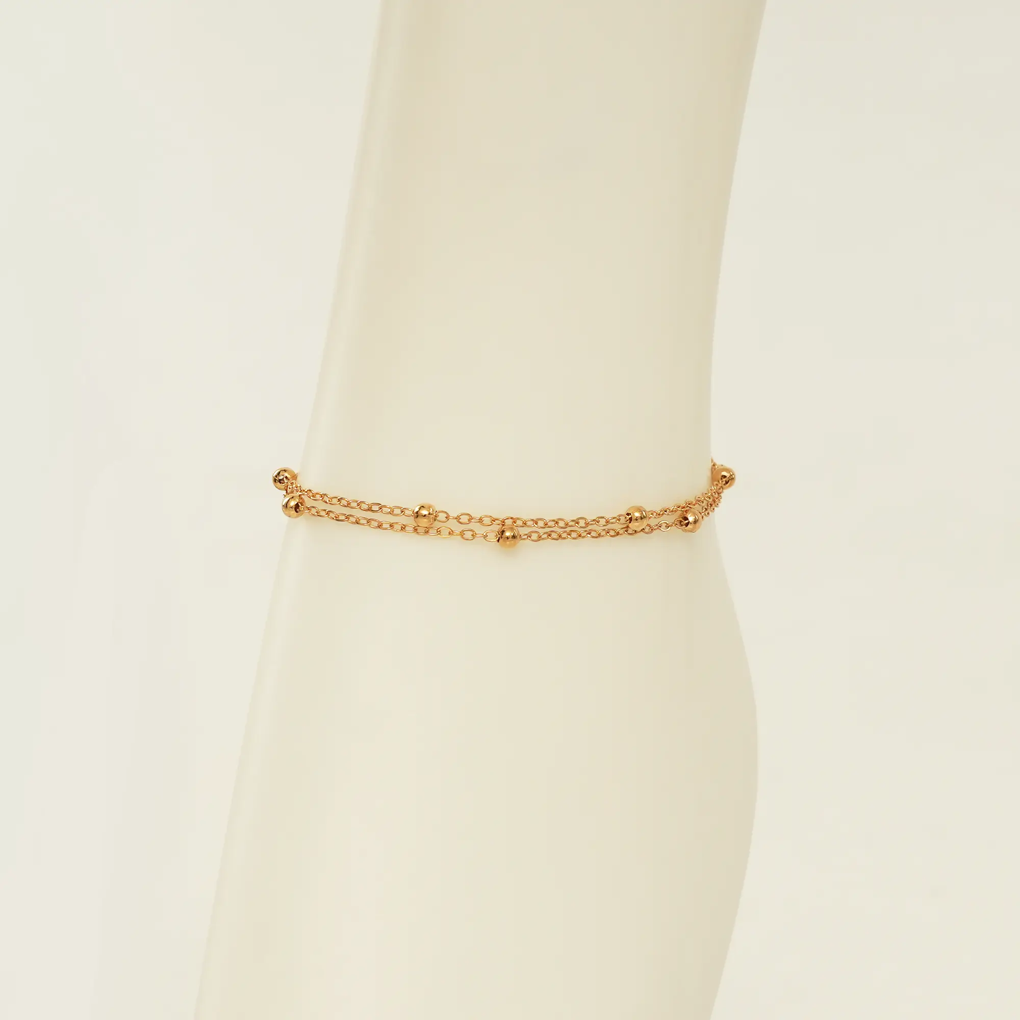 Picture of Women's Fashion Simple Golden Color Transfer Bead Adjustable Foot Chain Jewelry Double-layer Chain Foot Decoration