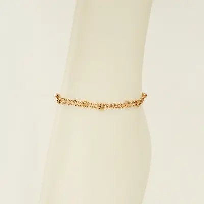 Picture of Women's Fashion Simple Golden Color Transfer Bead Adjustable Foot Chain Jewelry Double-layer Chain Foot Decoration