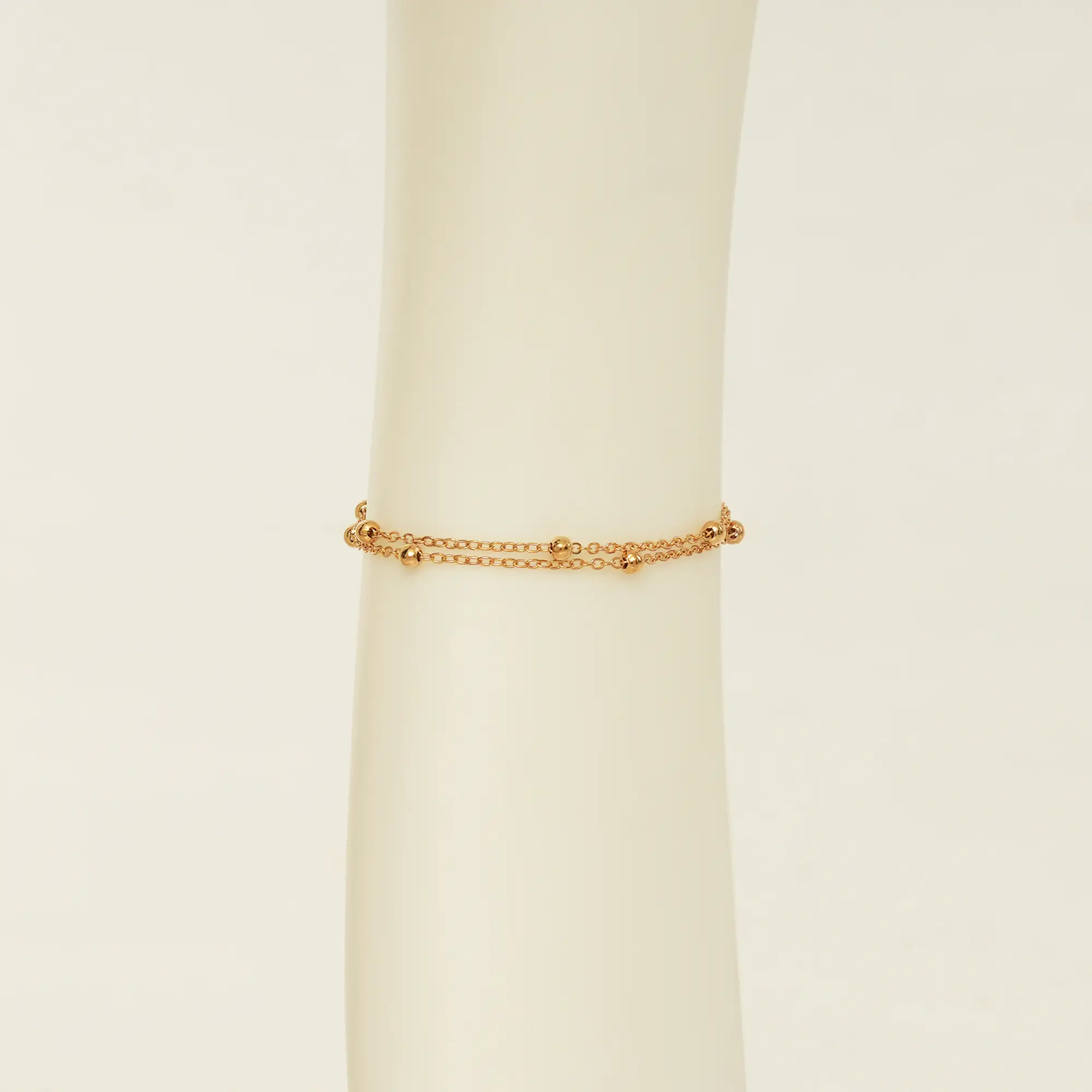 Picture of Women's Fashion Simple Golden Color Transfer Bead Adjustable Foot Chain Jewelry Double-layer Chain Foot Decoration