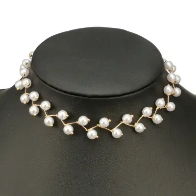 Picture of New Temperament Pearl Clavicle Chain Simple Versatile Folding Line Neckband Necklace Women