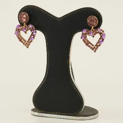 Picture of Aensoa Fashion Korean Heart Rhinestone Drop Earrings For Women 2021 Shiny Geometry Statement Earrings Party Jewelry New Gift - Ear Ring