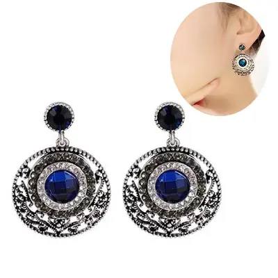 Picture of Women Earrings Hollow Round Earrings Inlaid Stud Earrings Jewelry Gift Woman's accesories