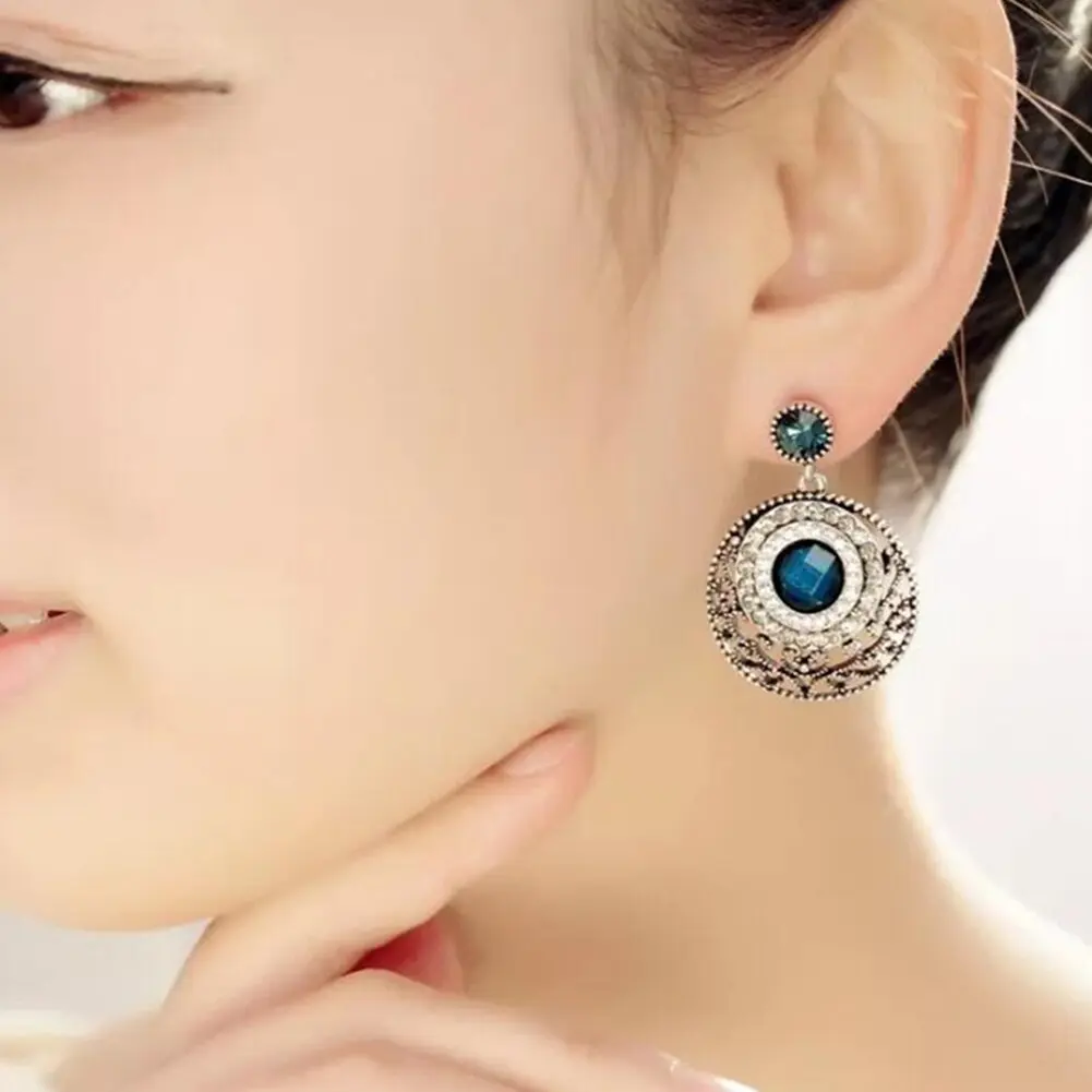 Picture of Women Earrings Hollow Round Earrings Inlaid Stud Earrings Jewelry Gift Woman's accesories