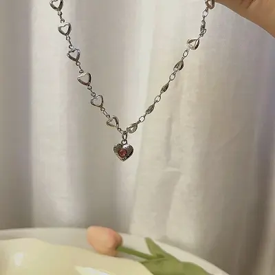 Picture of New Style  Heart Chain Collar Choker Necklaces for Women Girls Korean Sweet Friends Classmate Gifts Collares Collier - Necklace For Girls