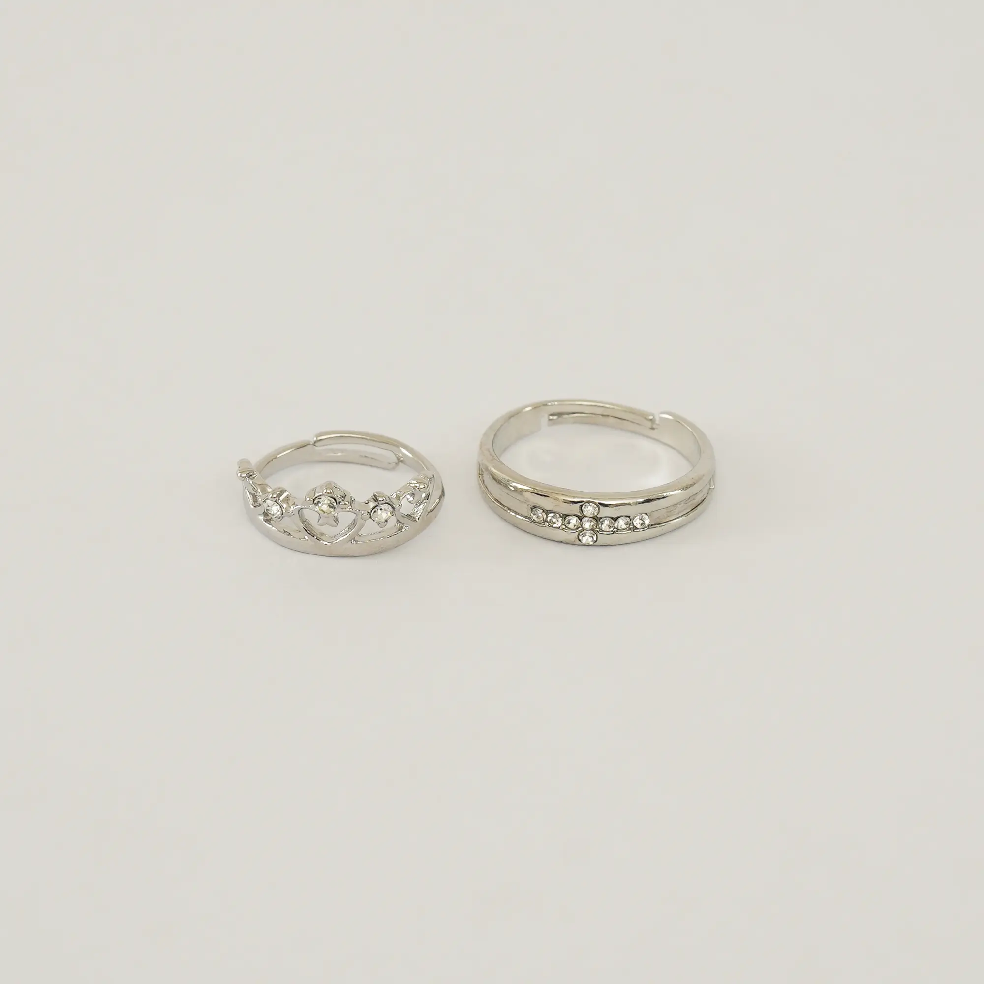 Picture of New   Crown Couple Rings For Lovers Zircon Adjustable Opening Ring Women Men Anniversary Party Gifts Accessories - Ring For Girls
