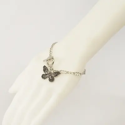 Picture of Korean Retro Butterfly bracelet for Women OT Buckle Chain Long Hollow  Bracelet Gothic Party Jewelry Set Trend New