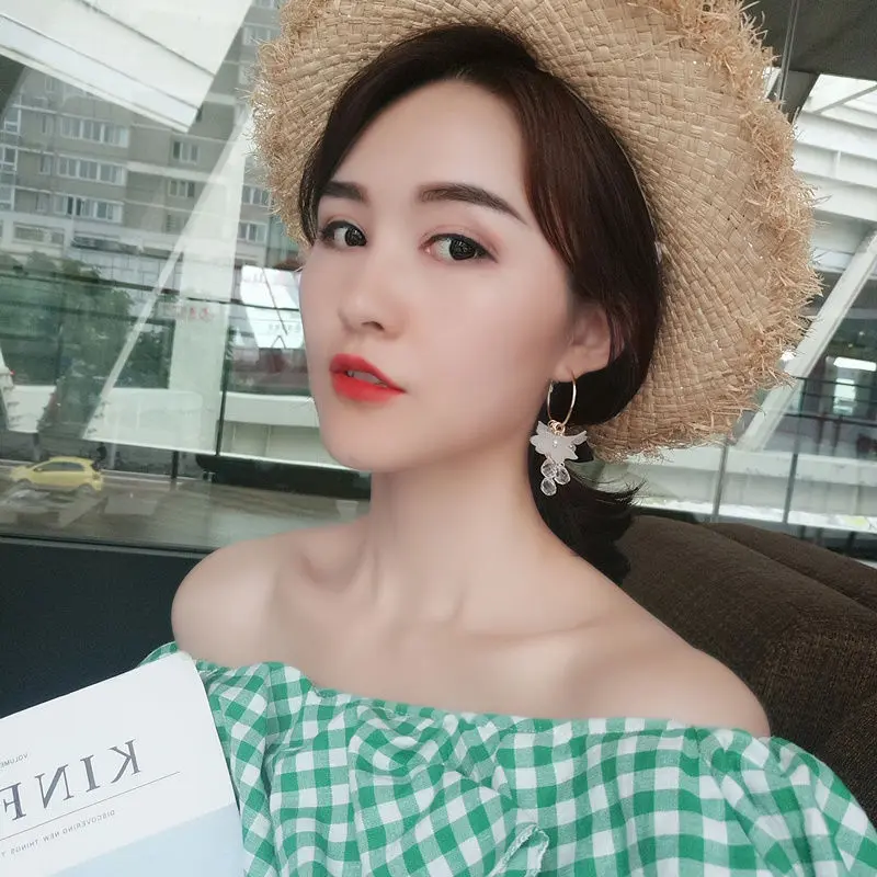 Picture of Earrings European and American Style High Sense Super Fairy Stud Eardrops Korean Crystal Flower Jewelry for Women