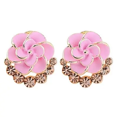 Picture of Korea Fashion Personality Rose Earrings Female Sweet Earrings Ear Clip Lovely Ear Buckle Exaggerated Earrings.